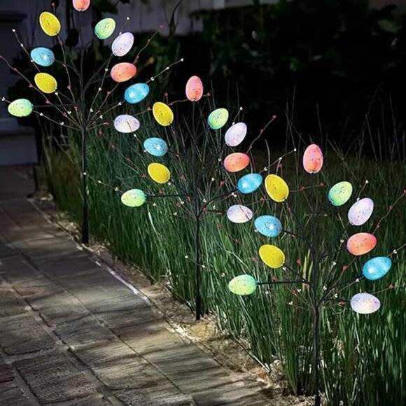 3 Pack 30 LED Easter Egg Floral Outdoor Decorations Battery Operated / BRAND NEW - Picture 1 of 16